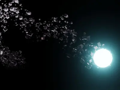 Abstract magic particles from circle with animation  3D model