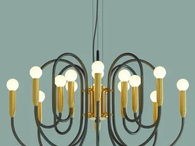 chendelier collection 3 modern chandelier gold 3D Model Pack