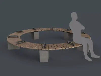 Modern Outdoor Bench 106 PBR Game Ready Low-poly 3D model