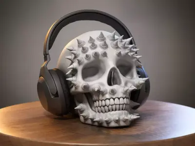 Skull dragon Headphone Stand Cyborg skull dragon Headset  3D print model