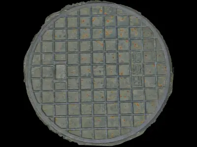 Korean style 7 manhole set 3D model