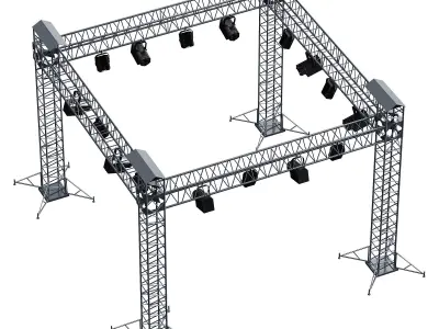 Soft theater farm with lighting equipment Low-poly 3D model