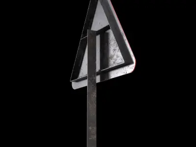 Side road right Roadsign Low-poly 3D model