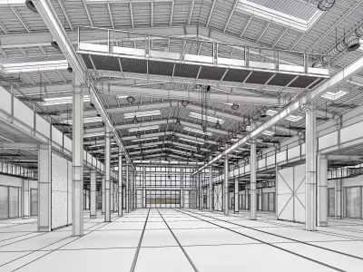 Industrial Hangar Building Low-poly 3D model by DUBYK