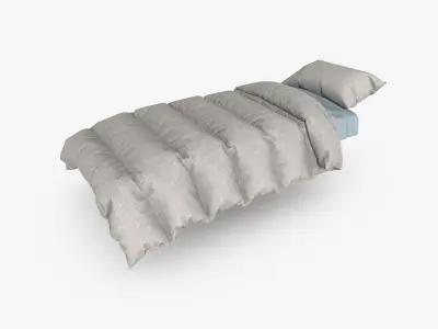 Blanked Single Bed 3D model