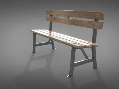 Bench wooden 3D model