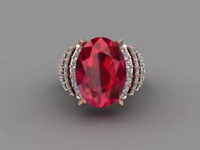 Rose Gold Men Diamond Ring 3D print model 3D print model 5