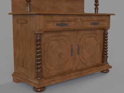 Oak Antique Cabinet 3D model