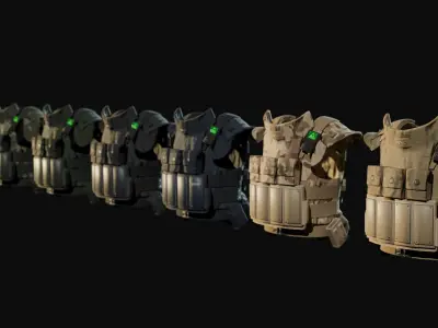 Scifi Military Vest Body Armor Camo Bundle 3D model