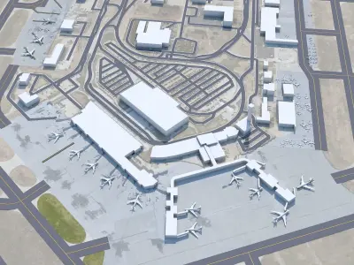 Wichita Airport 10km Low-poly 3D model