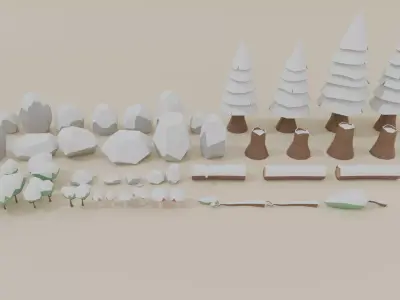 Stylized Low Poly Forest Pack 45 Assets Low-poly 3D model
