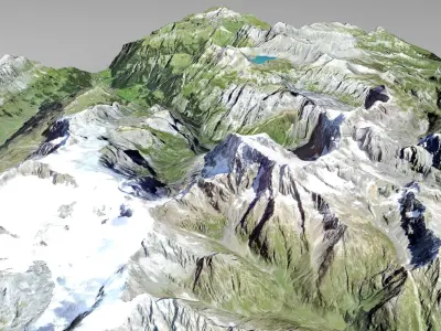 Mountain landscape Hauserhor Glarus Eastern Switzerland 3D model