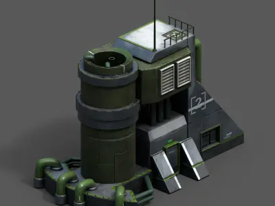 Scifi exterior station building space millitary fantasy combat Low-poly 3D model