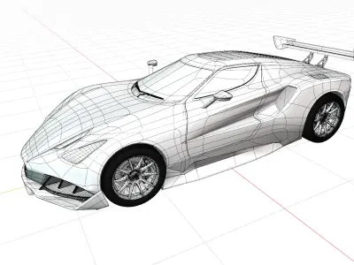 High Performance Orange Sports Car 3D Model  Blender Shaded Low-poly 3D model