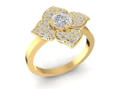 Luxury Floral Diamond Cluster Ring for Women 1424 3D print model