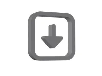 3d arrow alt square down Low-poly 3D model