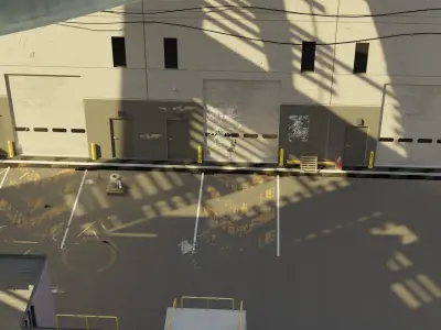 Garage alleyway street  Low-poly 3D model