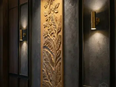 Modern Flower Relief Panel Wall Decor Set STL Mural CNC 381 3D model