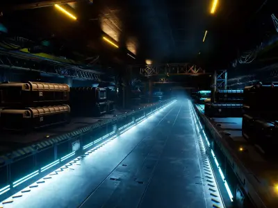 Sci-Fi Hangar Low-poly 3D model