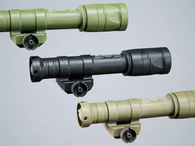 Tactical Flash Light SureFire M600v Led IR Rifle Weapon Mounted Low-poly 3D model