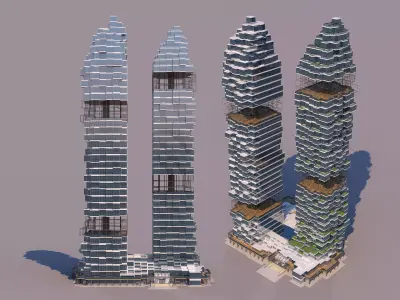 0182 - Skyscraper Architecture 3D Project - 2D Drawings 3D model