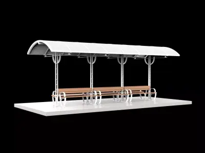 canopy stop bus station shelter halte 3D model
