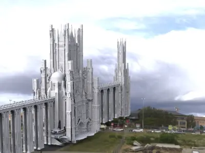 Dracula Castle towers with Bridge 3D model