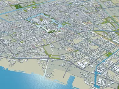 Nantong Jiangsu China 60km Low-poly 3D model