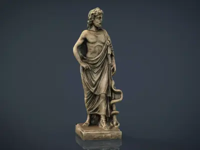 Asclepius statue of person Low-poly 3D model