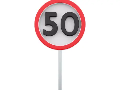 3d Road sign in speed limit at 50 km h 3D model