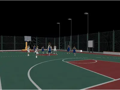 Basketball court tennis court 3D model