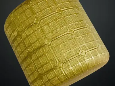 Golden Sci-Fi Floor Transparent PBR Seamless Texture