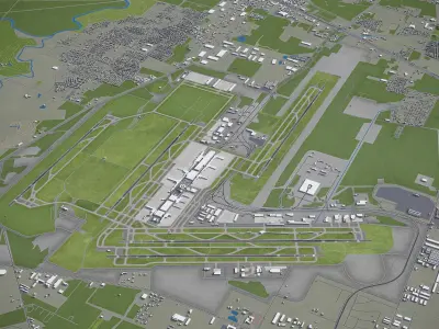 Houston George Bush Airport Low-poly 3D model