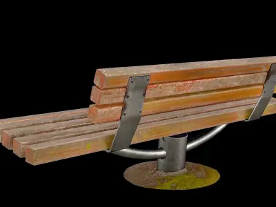 Garden Bench old Scan model Low-poly 3D model