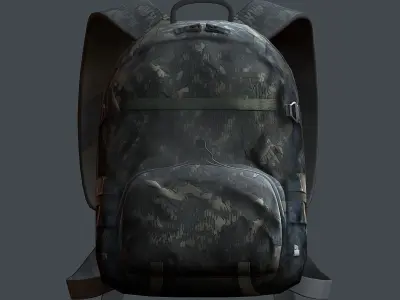Backpack military combat Black baggage Low-poly  Low-poly 3D model