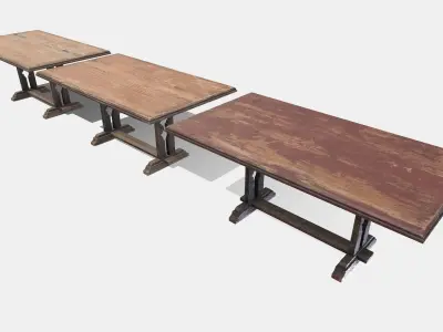 Old Wooden Ornate Table Low-poly 3D model