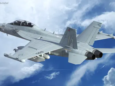 Boeing EA 18G Fighter Jet with Pilot in Flight 