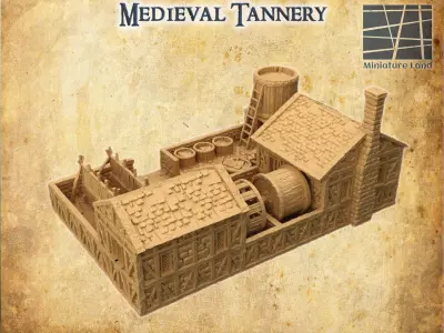 Medieval Tannery Tabletop Terrain 28 mm 3D print model