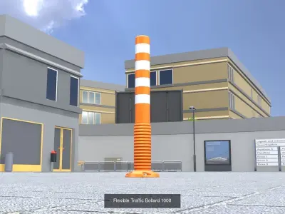 Flexible Traffic PVC Bollards with white Reflective Strips 3D Model Pack