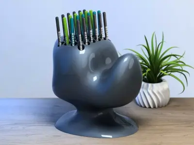 minimal modern pen holder Cyborg pen holde 3D print model
