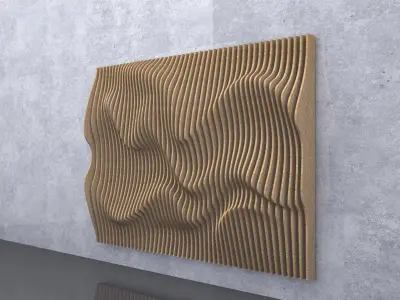 2 Different Parametric Wavy Wooden Panels  3D Model Pack