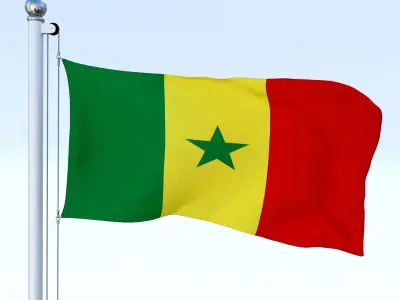 Animated Senegal Flag Low-poly 3D model