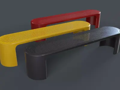 Metal Modern Bench 1 PBR Game Ready Low-poly 3D model