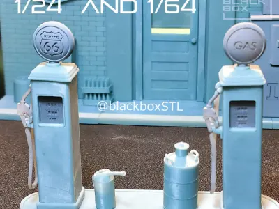 Gas Station Diorama 1-24 and 1-64th scale 3D print model 3D print model