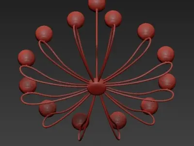 PAPILLON chandelier in brass with glass balls 3D model