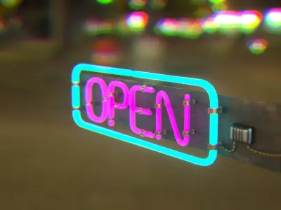 Neon open sign Low-poly 3D model