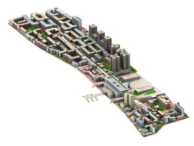 City bolck Low-poly 3D model