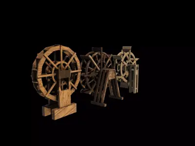 Watermill wheel set 02  3D model