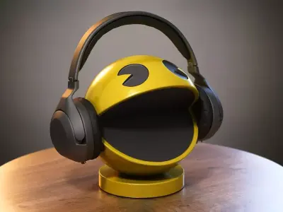 Pacman Headphone Stand  Cyborg Headset Stand 3D print model