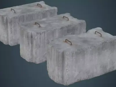 Concrete Barrier 5C Low-poly 3D model